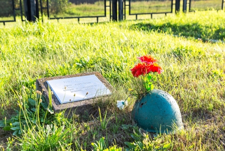 gravestone with flowers